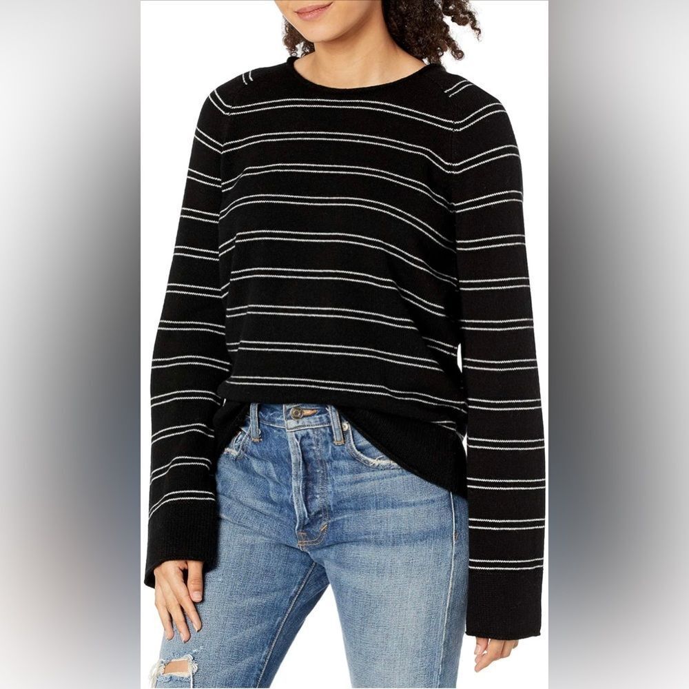 Vince Railroad Stripe Wool Cashmere Long Sleeve Sweater XXS